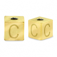 Perlen aus Stainless Steel - Rostfreiem Stahl Buchstaben C Gold