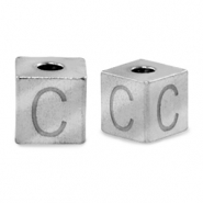 Perlen aus Stainless Steel - Rostfreiem Stahl Buchstaben C Silber