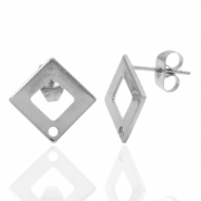 Stainless Steel - Rostfrei Stahl Ohrringe/Ohrstecker Square mit &Ouml;se Silber