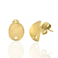 Stainless Steel - Rostfrei Stahl Ohrringe/Ohrstecker Oval mit &Ouml;se Gold