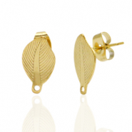 Stainless Steel - Rostfrei Stahl Ohrringe/Ohrstecker Leaf mit &Ouml;se Gold