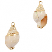 Anh&auml;nger Muschel Special Wellhornschnecke Off white-gold