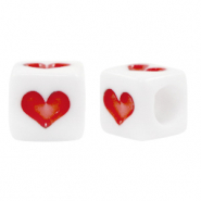 Perlen Acryl Summer White-red