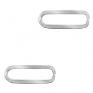 Anhänger aus Stainless Steel - Rostfreiem Stahl Zwischenstück Oval Silber