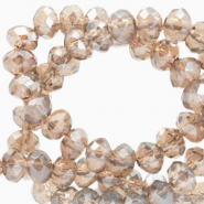 Facetten Top Glas Perlen 6x4 mm Rondellen Champagne beige-pearl shine coating