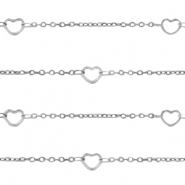 Zubehör aus Stainless Steel - Rostfreiem Stahl Gliederkette Herzen Silber