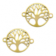 Anhänger aus Stainless Steel - Rostfreiem Stahl Zwischenstück Tree of Life Gold