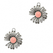 Anh&auml;nger Metall DQ Daisy Antik silber-pink (Nickelfrei)