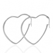 Stainless Steel - Rostfrei Stahl Ohrringe Heart Silber