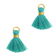 Quaste Perlen 1cm Gold-jade green