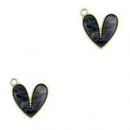 Anhänger aus Resin Heart Gold-anthracite