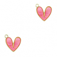 Anhänger aus Resin Heart Gold-pink