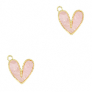Anhänger aus Resin Heart Gold-light pink