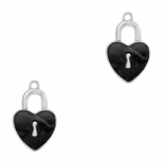 Anhänger aus Resin Lock Heart Silver-anthracite