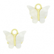 Anhänger aus Resin butterfly Gold-off white