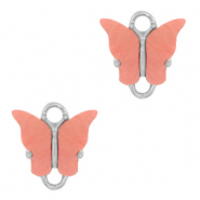 Anhänger aus Resin Zwischenstück butterfly Silver-coral red