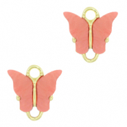 Anhänger aus Resin Zwischenstück butterfly Gold-coral red