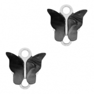 Anhänger aus Resin Zwischenstück butterfly Silver-anthracite