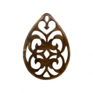 Anh&auml;nger Resin Tropfen Barock 38x27mm Toffee brown