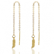 Stainless Steel - Rostfrei Stahl Ohrringe Feather Gold