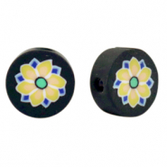 Perlen Polymer Flower Black-yellow