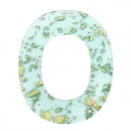 Anhänger aus Resin Oval Turquoise blue gold-transparent