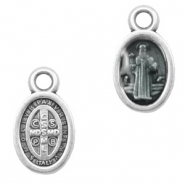 Anh&auml;nger Metall DQ religi&ouml;se Oval Antik silber-black transparent (Nickelfrei)