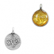 Anh&auml;nger Metall DQ religi&ouml;se M&uuml;nze Antik silber-yellow transparent (Nickelfrei)