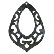 Anhänger aus Resin Barock Tropfen Black