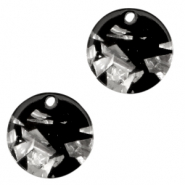 Anhänger aus Resin 12mm rund Silver-black