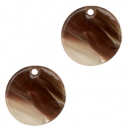 Anhänger aus Resin 12mm rund Mixed brown