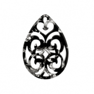 Anhänger aus Resin Barock Tropfen Silver-black