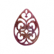 Anhänger aus Resin Barock Tropfen Mixed red-pink