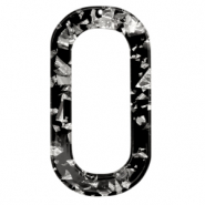Anhänger aus Resin lang Oval Silver-black