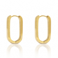 Stainless Steel - Rostfrei Stahl Ohrringe Oval Gold