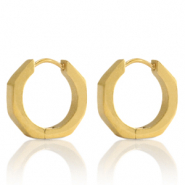 Stainless Steel - Rostfrei Stahl Ohrringe Creolen 16mm Gold