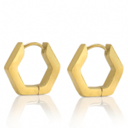 Stainless Steel - Rostfrei Stahl Ohrringe Hexagon Gold