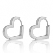 Stainless Steel - Rostfrei Stahl Ohrringe Heart Silber