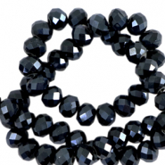 Facetten Top Glas Perlen 6x4mm Rondellen Black-pearl shine coating