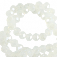 Facetten Top Glas Perlen 6x4mm Rondellen Milky crystal-pearl shine coating