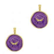 TQ Metall Brass Anh&auml;nger Fl&uuml;gel Gold-dark purple