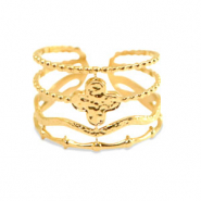 Stainless Steel - Rostfrei Stahl Ringe flower Gold