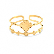 Stainless Steel - Rostfrei Stahl Ringe flower Gold