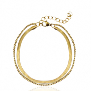 Stainless Steel - Rostfrei Stahl Armb&auml;nder 2 layer Schlangenkette Gold
