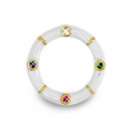 TQ Metall Brass Anh&auml;nger Zwischenst&uuml;ck Zirkonia Gold-white