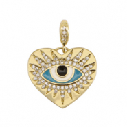 TQ Metall Brass Anh&auml;nger Eye of Providence Enamel Gold-blue