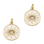 TQ Metall Brass Anh&auml;nger Eye of Providence Enamel Gold-white