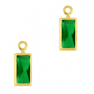 Anh&auml;nger aus Kristallglas Rectangle Classic green-gold