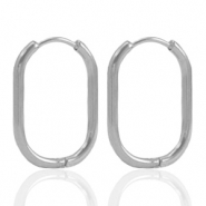 Stainless Steel - Rostfrei Stahl Ohrringe Creolen oval Silver