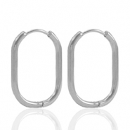 Stainless Steel - Rostfrei Stahl Ohrringe Creolen oval Silver